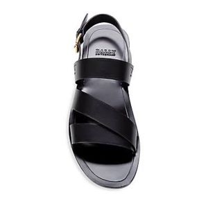 BALLY Black Sanni Calf Leather Crossover Sandals